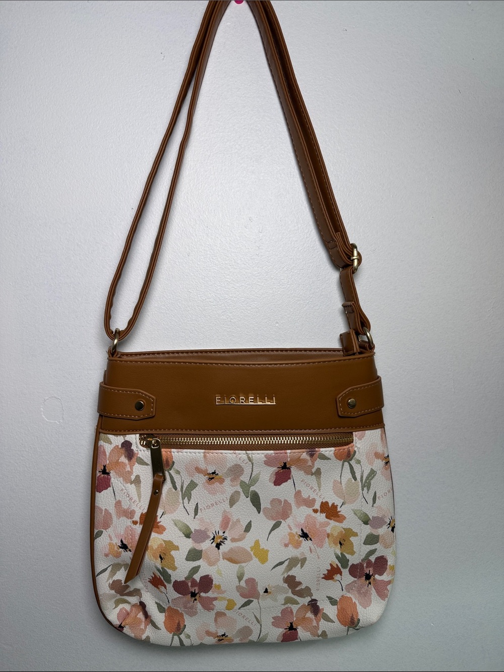 Tan Floral Crossbody Bag - Tan & Multicolor